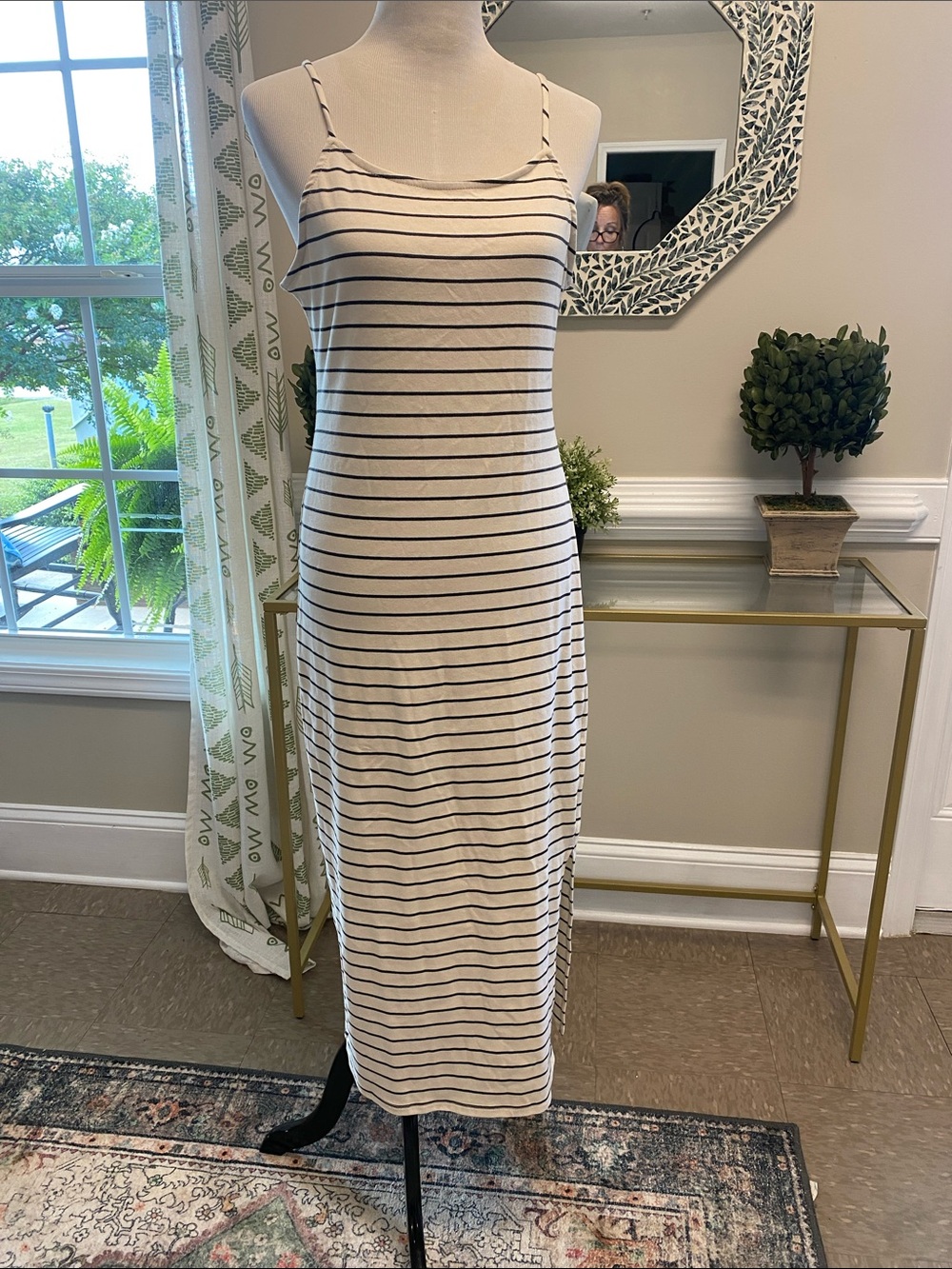 Gilli Cream and Black Striped Sleeveless Maxi Dress